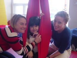 Elizabeth with a client and coworker